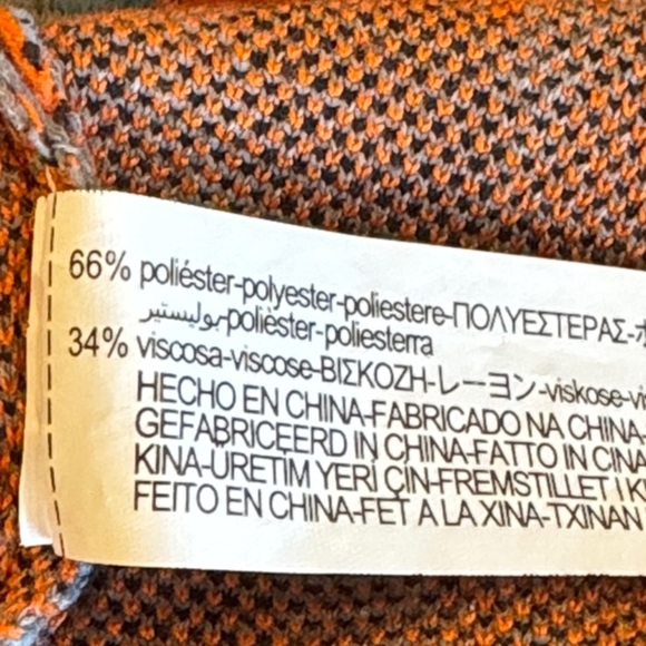 Zara Jacquard Abstract Crewneck Sweater In Black, Orange & Gray Size Large - Picture 7 of 10